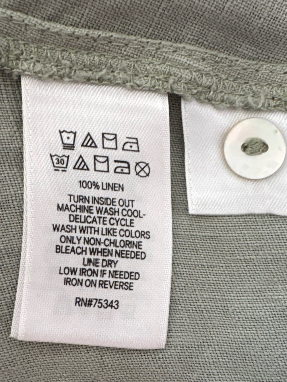 Tahari Sage Green Tiered Midi Button-Up 100% linen Dress. M - Picture 8 of 8